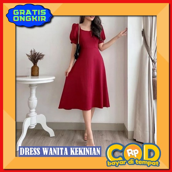 Dress Kondangan Non Hijab Remaja Dreas Dewasa Gaun Ultah Dress Korean Style Pendek Untuk Jalan Jalan