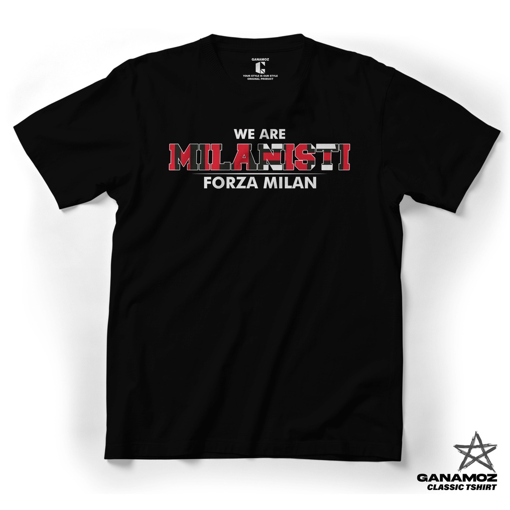 GANAMOZ Kaos Bola MILANISTI AC MILAN Premium Classic T-Shirt | Kaos AC Milan | Kaos Bola | Kaos Supp