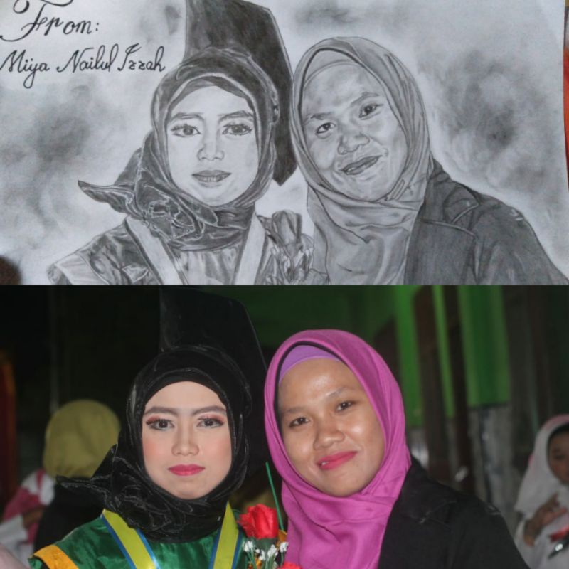 

Sketsa 2 wajah ukuran 6R (15x20)cm murraaah