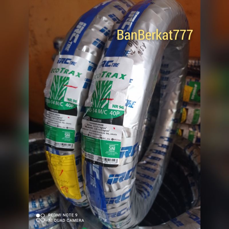 Ban Motor Matic / Irc Ecotrax 80/90 Ring14 Tubelees Free Til Karet