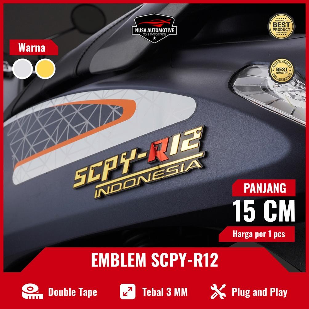 1Pcs Emblem Scoopy Japan Scpy R12 Logo Scoopy R12 Indonesia Emblem Scoopy Jepang Timbul 3D Bukan Sti