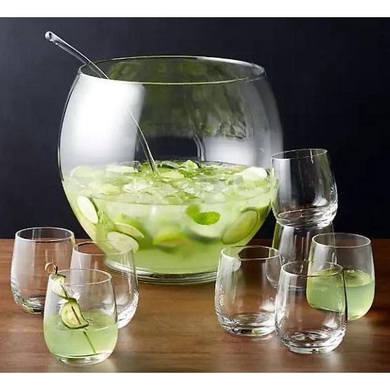 Set mangkuk saji dengan gelas punch bowl mangkok es cocktail sop buah