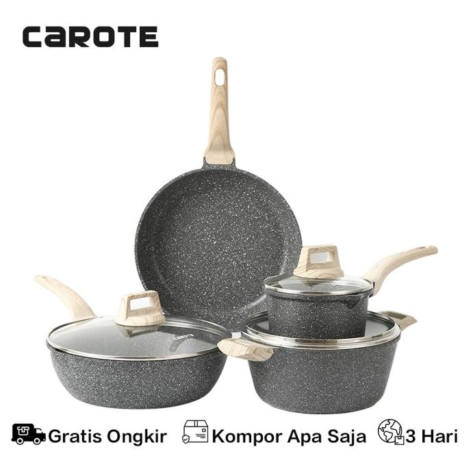 Carote EW Wajan Panci PAKET KELUARGA Set Anti Lengket (4 BUAH) Granit