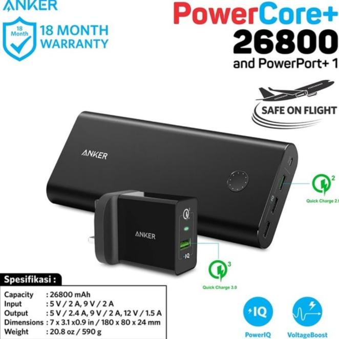 Angker Powerbank Powercore 26800 Qc 2.0 & Powercore+ 1Qc 3.0 B1372