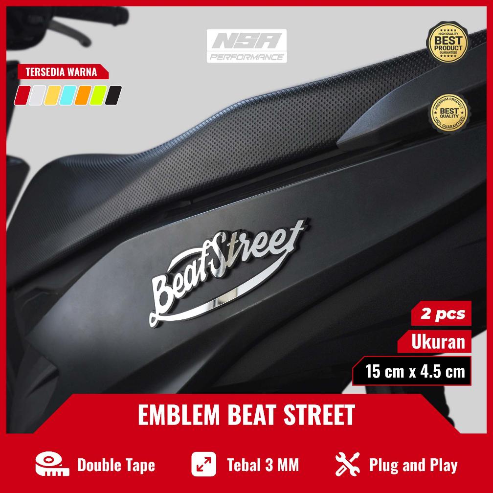2Pcs Emblem Beat Street Stiker Beat Street Emblem Motor Sticker Timbul 3D Honda Beat Street Logo Bea