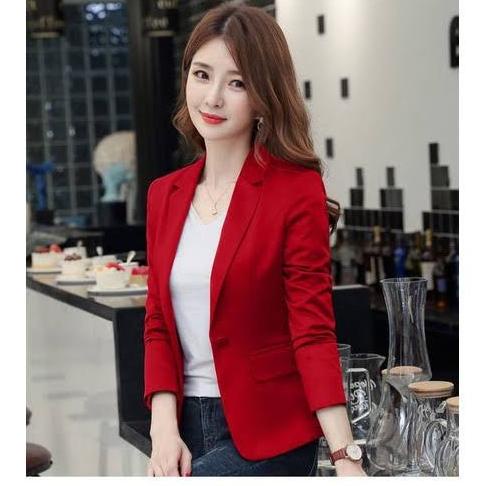 Terbaru Blazer Wanita Korea Warna Merah Cabe