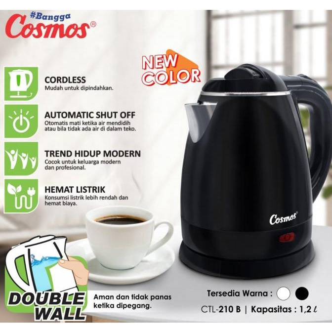 Cosmos CTL-210 Ketel Teko Pemanas Air Listrik Ceret Stainless 1.2 Ltr