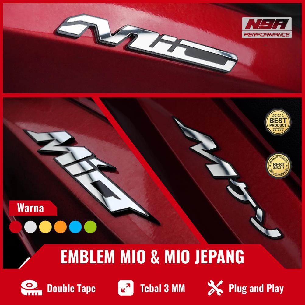 2Pcs Emblem Mio Sporty Logo Mio Smile Timbul 3D Emblem Mio Jepang Logo Mio Japan Emblem Yamaha Mio 1