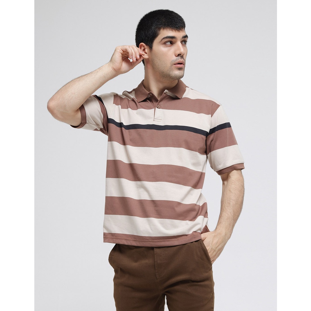 Nevada Kaos Polo Shirt Jersey Stripe Pria 117970314