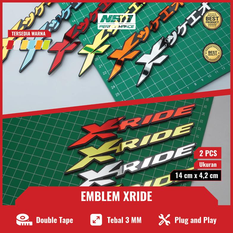 2 Pcs Emblem Xride Logo Xtride Jepang Bukan Stiker Atau Sticker Timbul Aksesosris Xride Japan Akseso