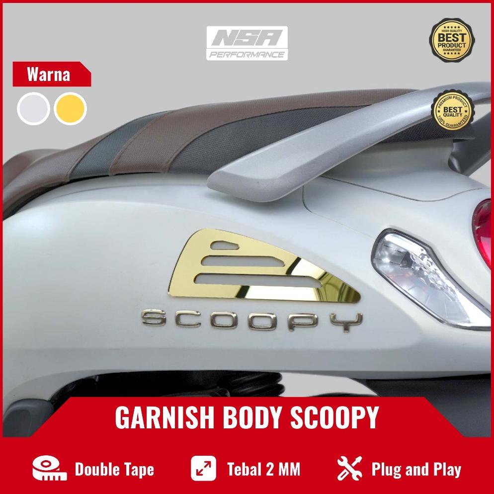 Aksesoris Scoopy Garnish Body Samping All Scoopy 2016-2023 Variasi Motor Keren Scoopi Emblem Akrilik
