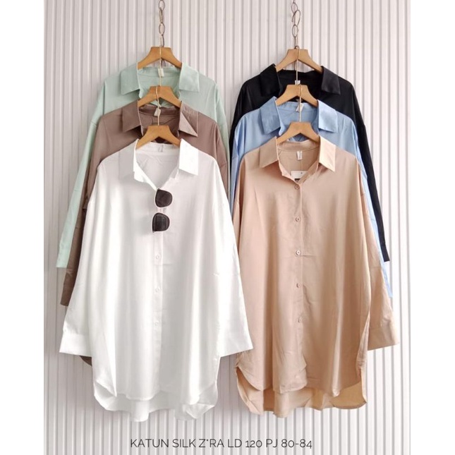 kemeja polos katun silky import fashion wanita modern