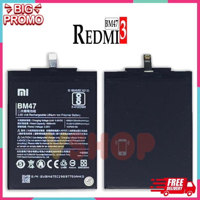 Baterai Batre Xiaomi Redmi 3 Redmi 4X Bm47 Original