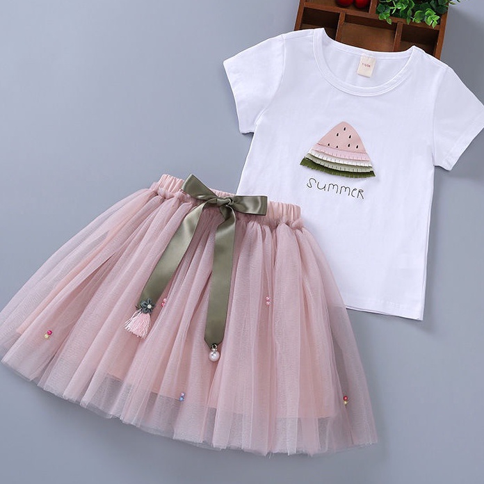 Star Seller.. [PRINCESS KESLI] 1-9tahun Setelan baju anak perempuan Kaos+Rok Dress anak Gaun anak ce