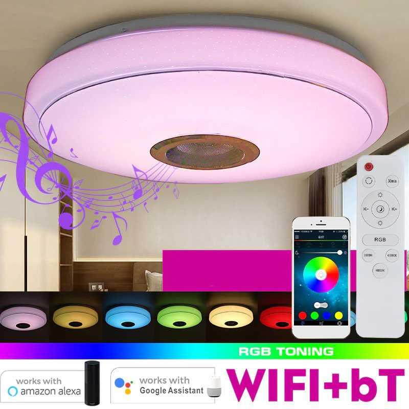 Lampu Plafon LED RGB Ceiling Bluetooth Speaker 36W