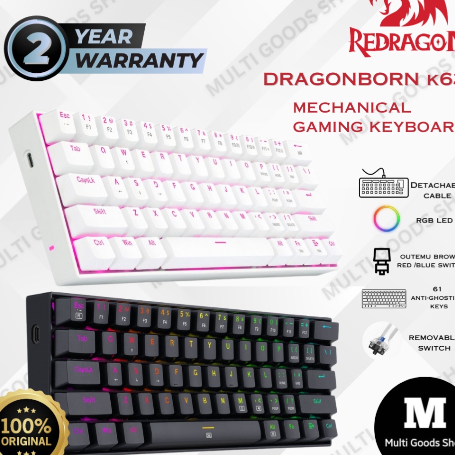 ☊✵ K630W / K630 / K630W RGB / K630 RGB Redragon Mechanical Gaming Keyboard DRAGONBORN Murah