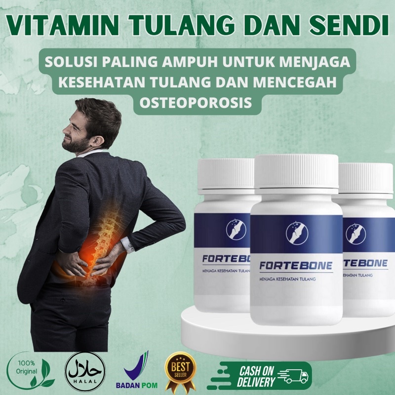 Fortebone Vitamin Tulang dan Sendi Suplemen Kesehatan Tulang Obat Pengapuran Tulang Syaraf Kejepit R
