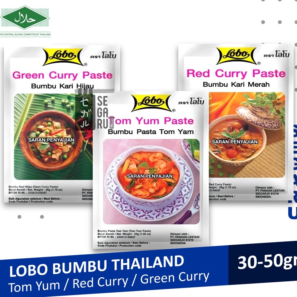 

Murah Banget LOBO Tom Yum Paste, Red Curry Paste, Green Curry Paste Instant Halal