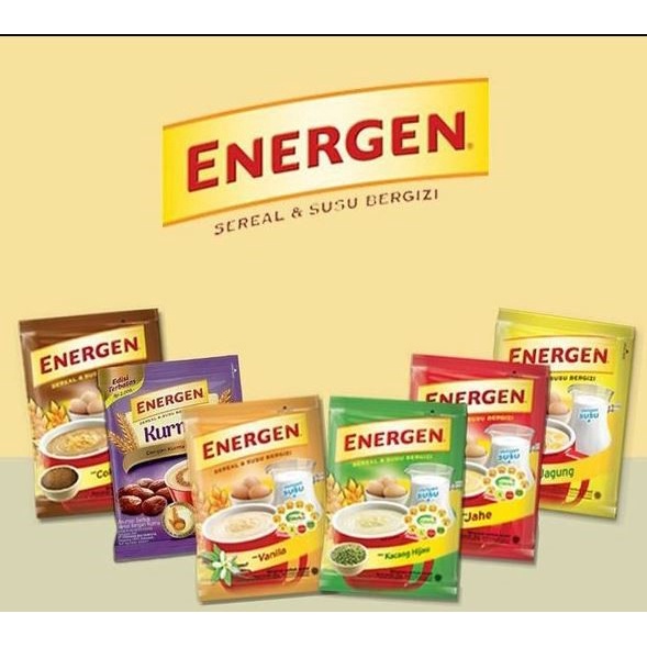 

tokogencil Energen Cereal All Variant 1 Renceng isi 10 Sachet Menu Sarapan Bergizi Sereal Instant Cokelat Vanila Vanilla Kacang Hijau Ijo Jahe Kurma