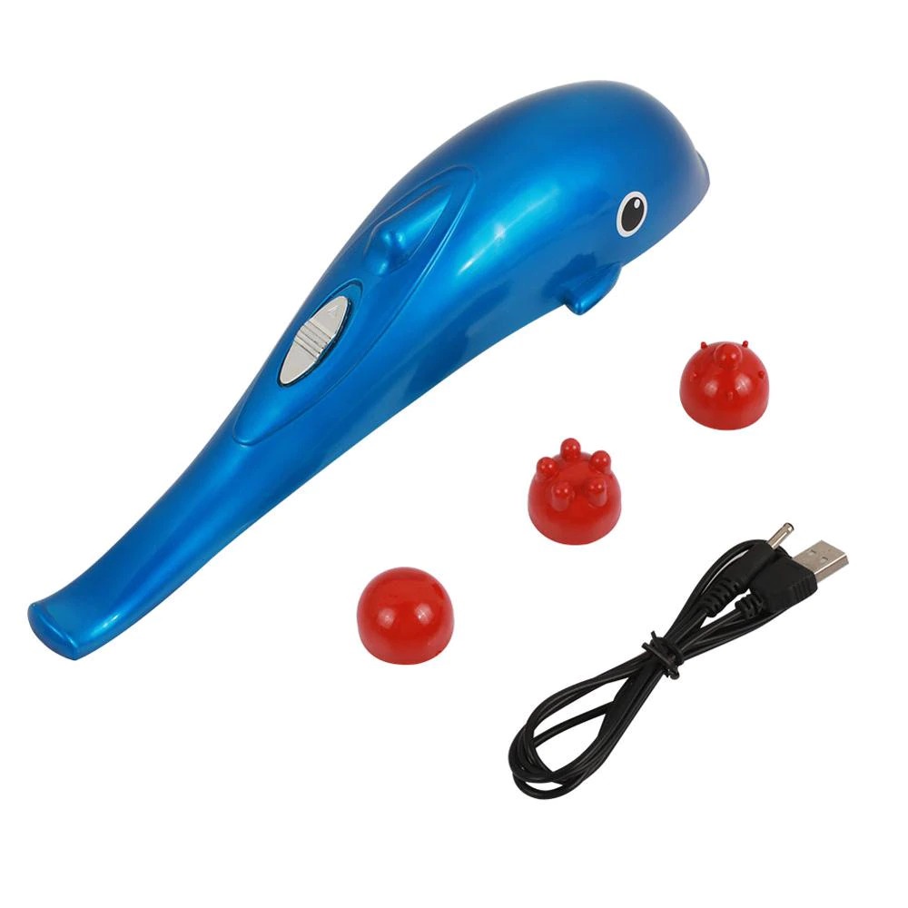 Alat Pijat Elektrik Dolphin Massager USB Charging Original Beberapa Kepala Pijat