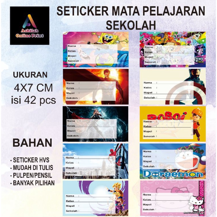 

☋qi Diskon Promo❂ ISI 42 PCS SATU PACK SETICKER MAPEL | SETICKER MATA PELAJARAN SEKOLAH H76 ➚