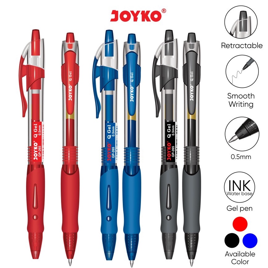 

Baru Bolpen Joyko GP-265 Q 0.5mm Gel Pen ( 1 Pack isi 12 Pcs ) EAH