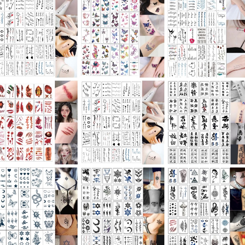 trx0g0Fu Paket Grosir Termurah 420 Pcs Tato Aesthetic Lucu Berwarna - Tatto Temporer motif kecil ana