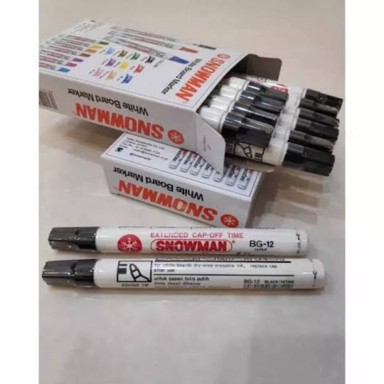 

Stock Banyak❋ Spidol WHITEBOARD SNOWMAN BG-12 (12 PCS) HITAM S84 ➬