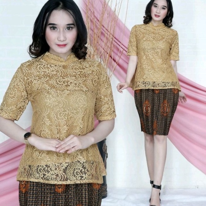 PROMO Setelan Kebaya Shanghai Kebaya Dan Rok Pendek/Setelan Kebaya Brokat mewah.