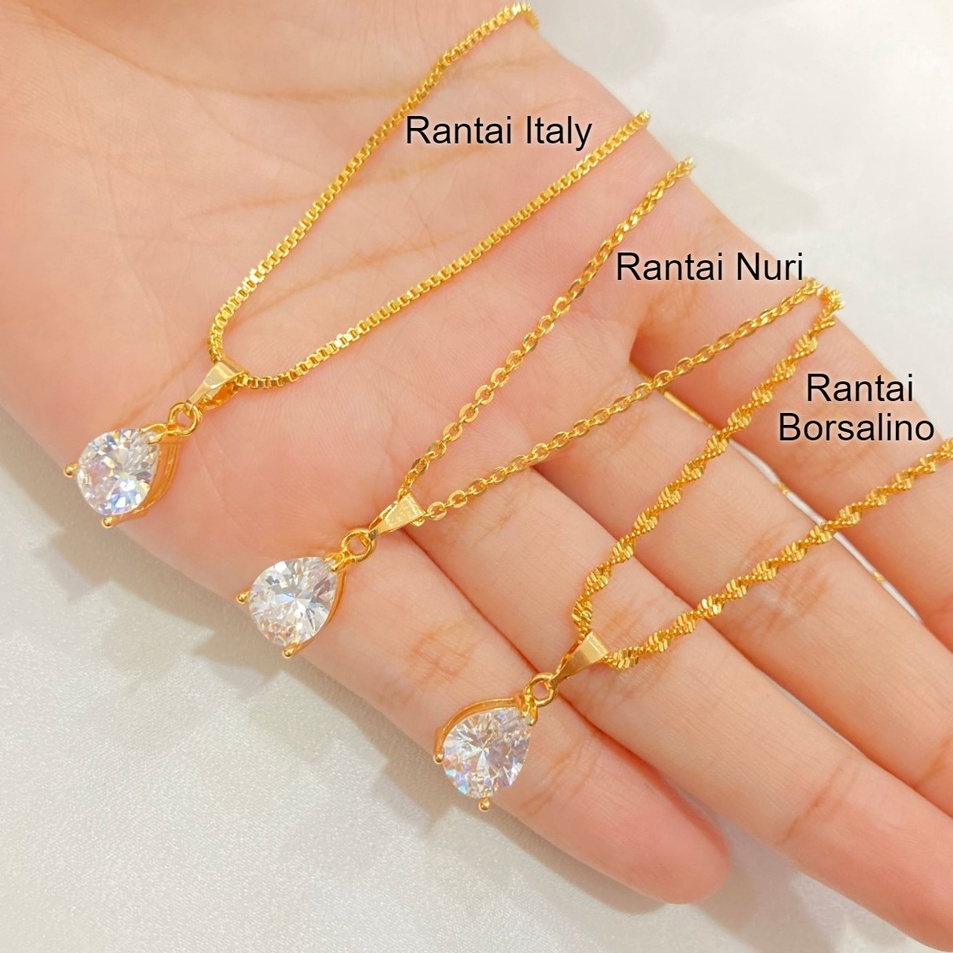 Lariz manisW2i2H Kalung Liontin Lapis Emas Permata Tetes Zircon Macam Model Rantai Aksesoris Perhias