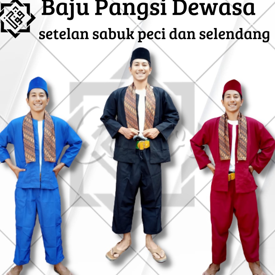 Serba baruW2i2H Baju Pangsi Dewasa Setelan Sabuk Peci Selendang Baju Pangsi Lengkap Baju Pangsi Dewa