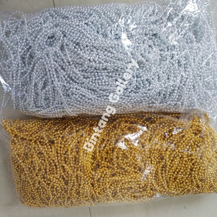 Suplier1stc1C6o 1 PON  MUTIARA RENTENG 3 MM GOLD/SILVER MUTIARA LADA RENTENG MURAH