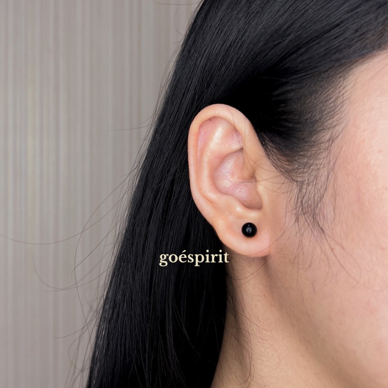 Pro HematCc1C6 [ANTI KARAT] BLACK STUD earrings / anting stud tusuk warna hitam plastik stud bulat t