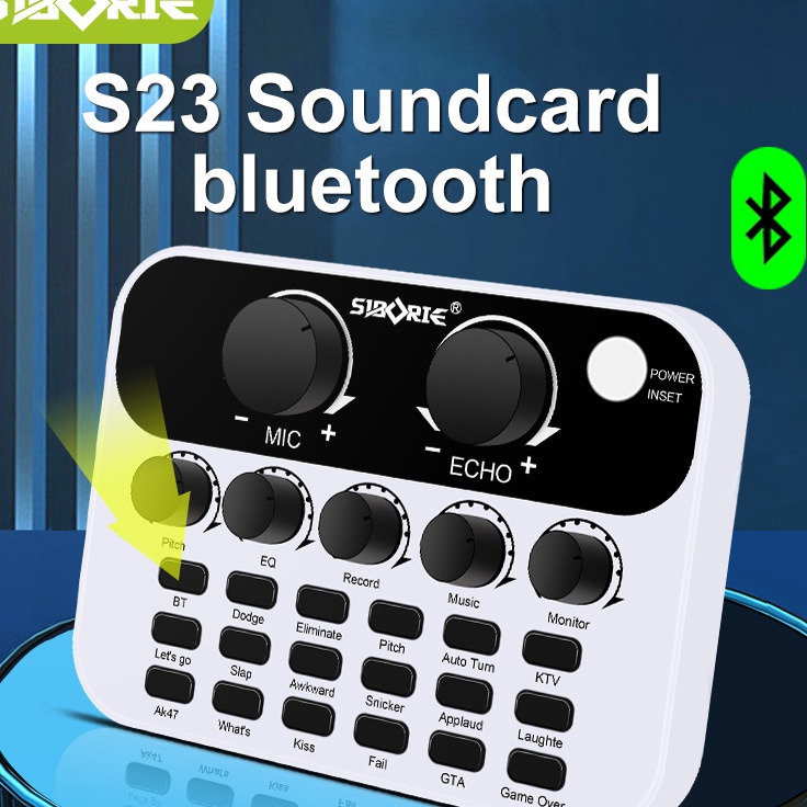 Best Terlaris Siborie S23 Soundcard Audio USB External Karaoke Sound Card mic Mixer Bluetooth Model 