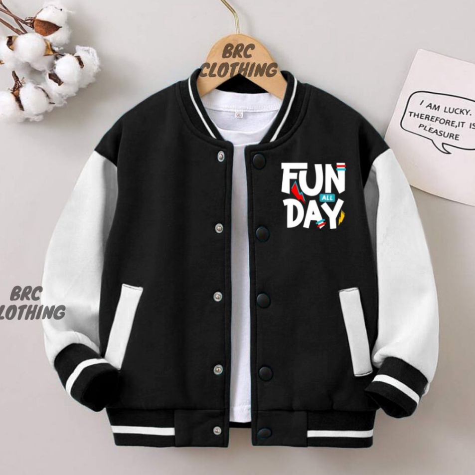 Untuk AndaR7d7C JAKET ANAK LAKI LAKI FUN ALL DAY / KIDS ZONE VARSITY BASEBALL JAKCET ANAK COWO CEWE 