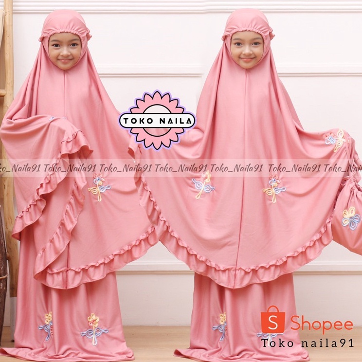 TERLARIS BRANDS FESTIVAL Mukena Anak Bordir Bunga Usia 5-7 Tahun Jersey Zoya 