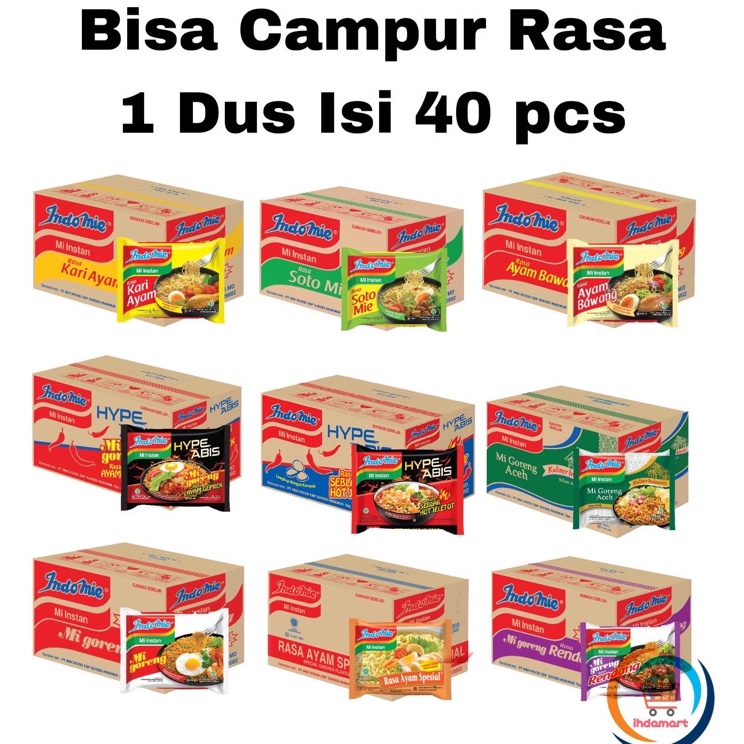 

➷➷✻✫ Indomie Goreng, Soto, Ayam Bawang, Hype Abis, Kari Ayam BISA MIX 1 Dus Isi 40 pcs Bestseller