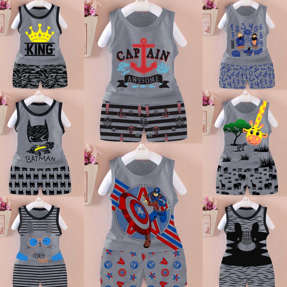 Trx4a4Zo VALMELO SETELAN BAJU BAYI/SETELAN SINGLET BAYI/BAJU ANAK LAKI LAKI/BAJU BAYI LAKI2 1-4TAHUN