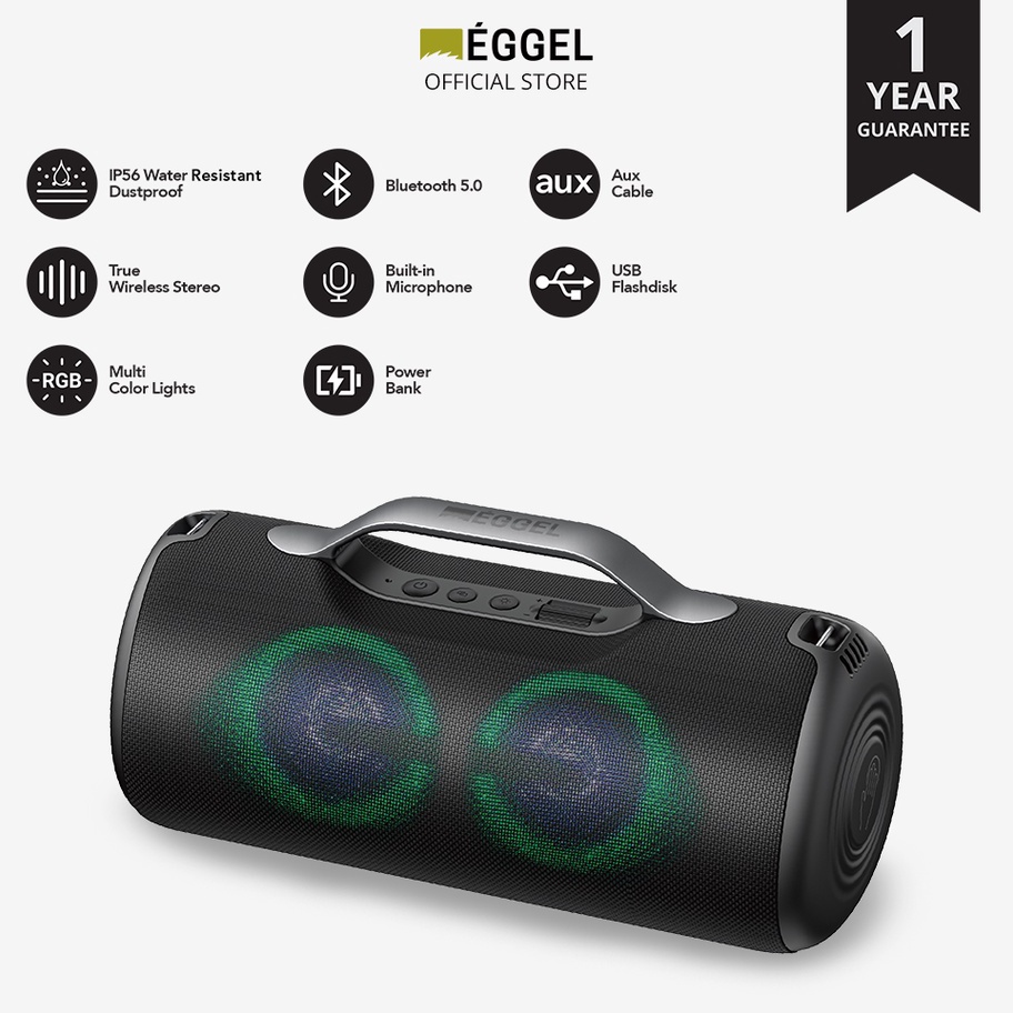 LPD629 Eggel Elite XL 2 Waterproof Bluetooth Speaker with RGB Light =