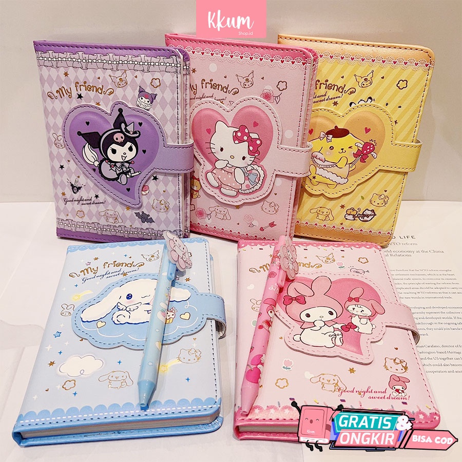 

2 In 1 Gift Set Notebook Sanrio Magnet/ Buku Tulis Cute Kuro Cinnamorol