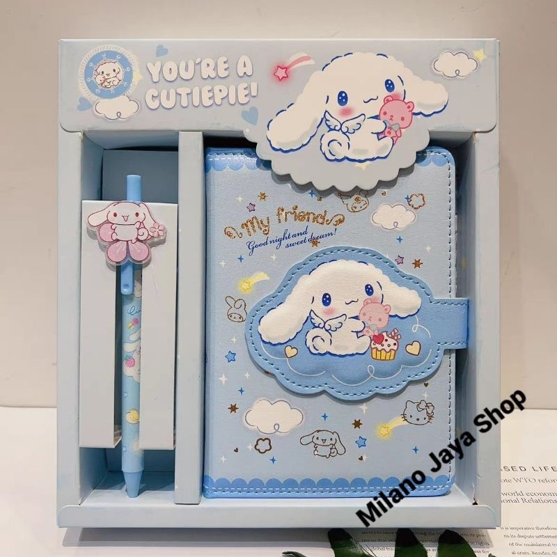 

Buku Diary Sanrio Free Pul Cinnamoroll Gift Box Set Magnetic Notebook Pompurin Buku Catatan Kuro Set