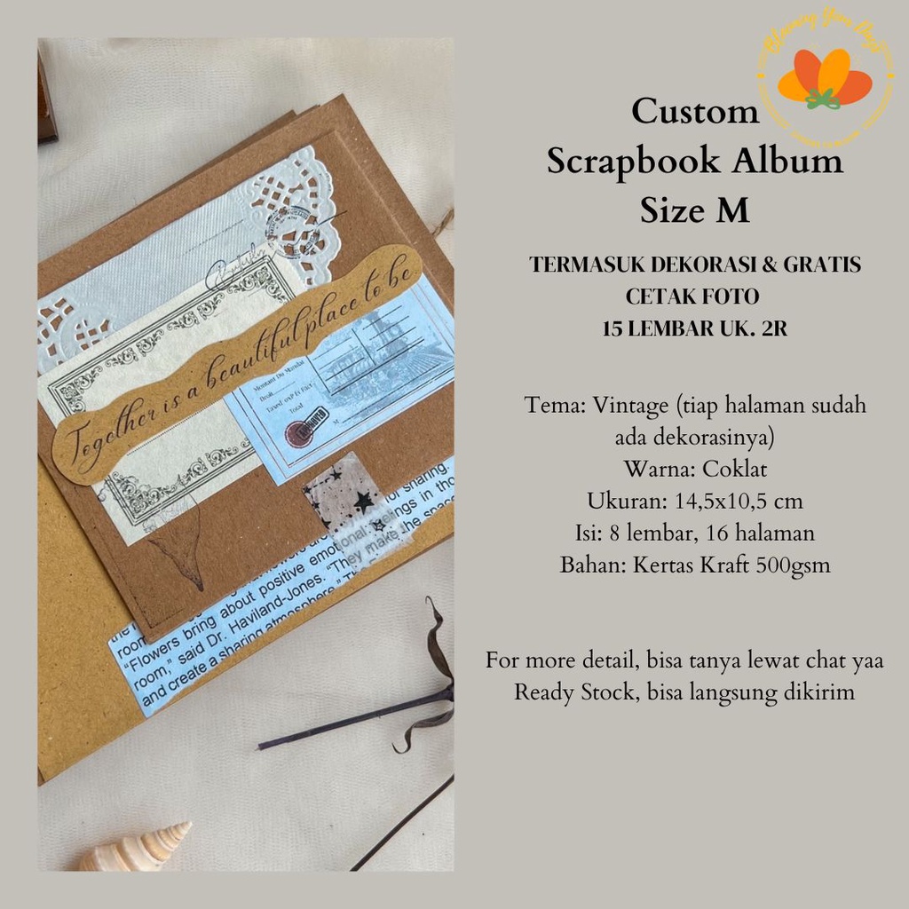 

Bloongyouys Custom Scrapbook Album Notebook Buku Cerita Kado Unik Aesthetic Photobook Cetak Foto