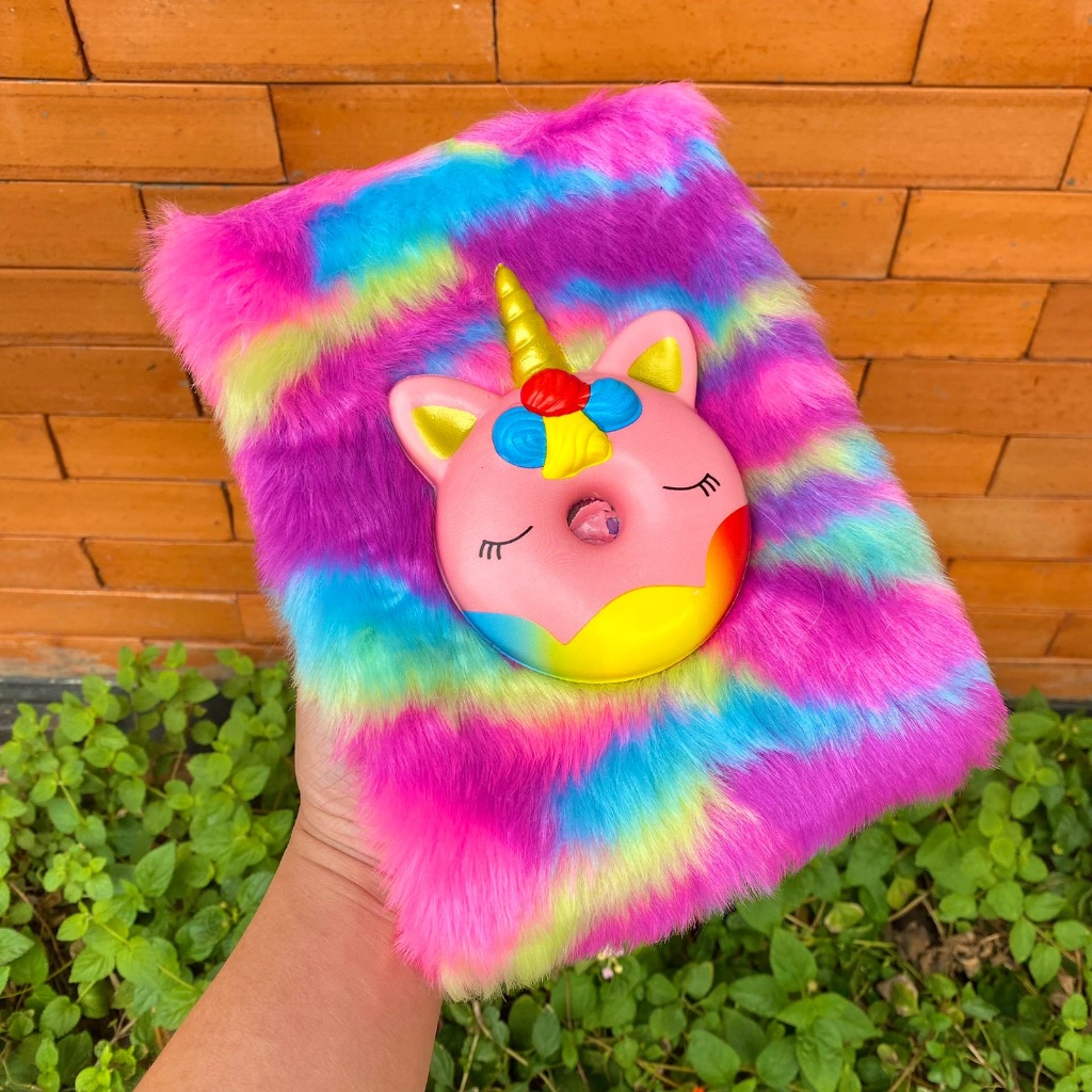

Notebook Buku Diary Unicorn Bulu Fur Squishy Buku Tulis Anak - 3814