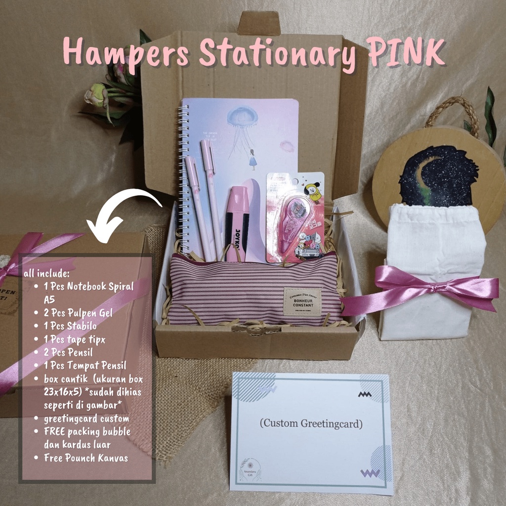 

[Hampers Stationary Edisi Pink] Giftbox Kado Alat Tulis Wisuda / Notebook Stationery [Anandaru Gift]