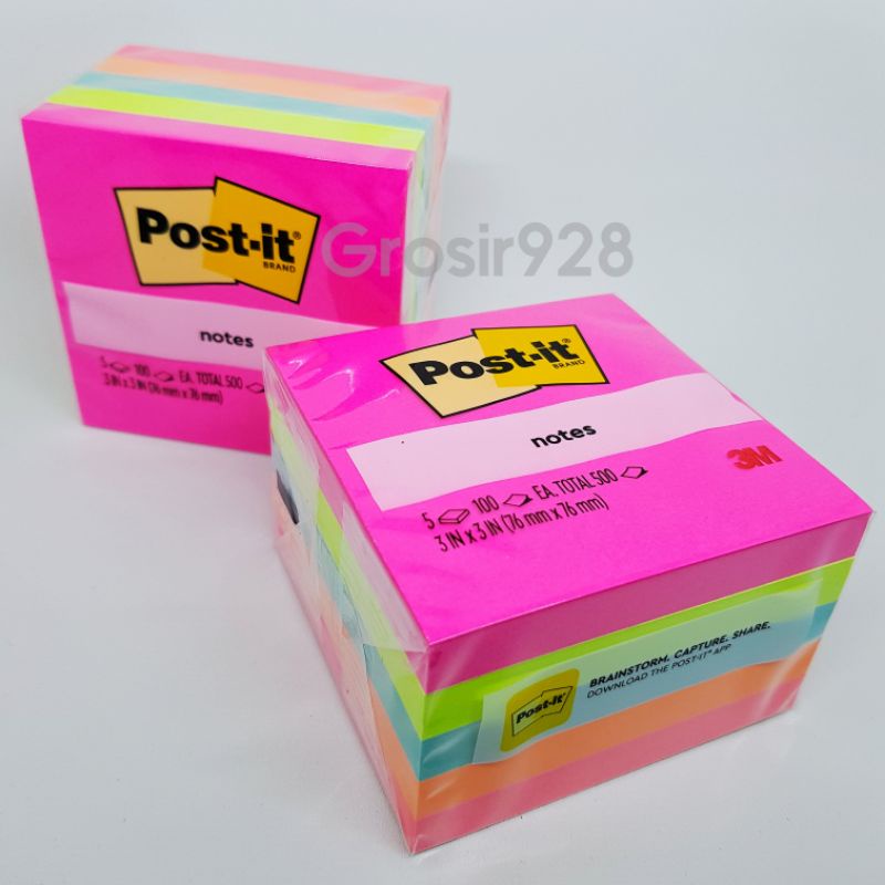 

Stiy Notes / Post It 3M 654-5An Memo 3X3 76X76 (5 Warna 500 Lembar)