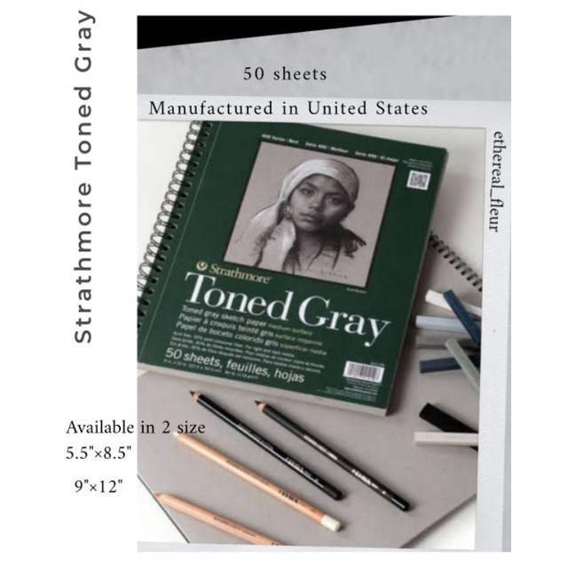 

Strathmore Toned Tan Toned Gray 400 Series Sketch Pad 50 Sheets 9"12" 5.5" 8.5