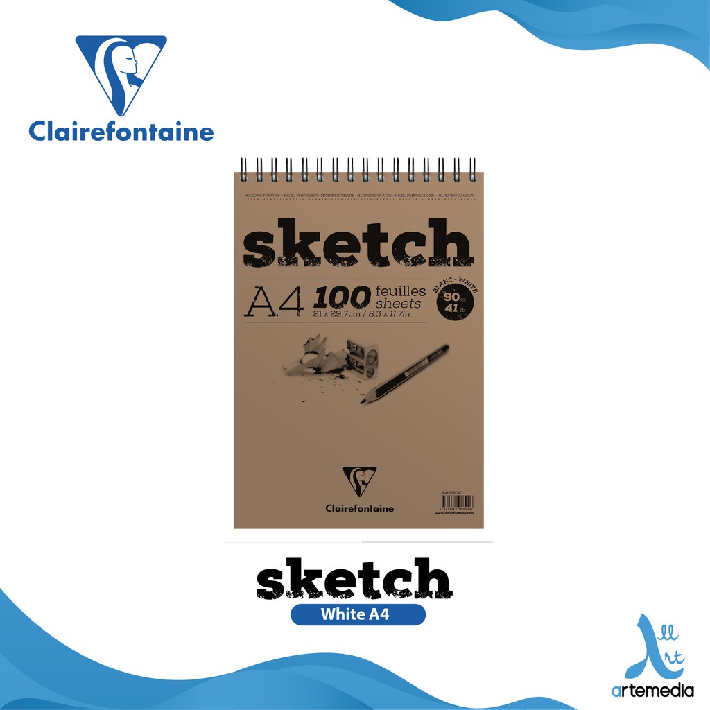 

Buku Sketsa Clairefontaine A4 Sketch White Wirebound Pad