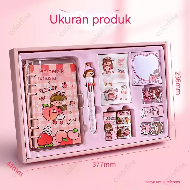 

CddHadiah Ulang / Stier Gift Box Cute Diary Notebook A6 Book Set Box Cute Stationery Girl Kids