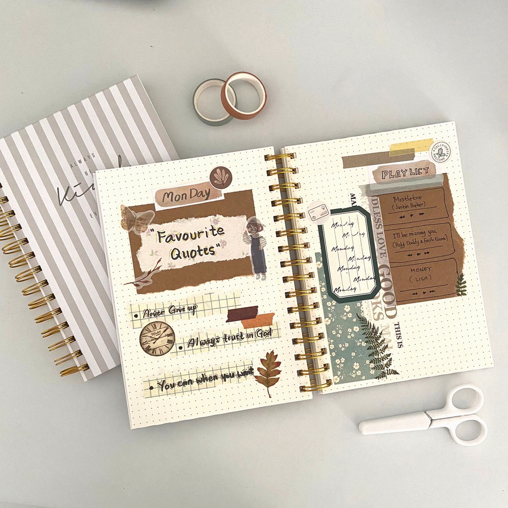 

[Loli] A5 Notebook Spiral Quotes By Loli Diary Book Journal Book Dotted R Buku Tulis Korean - E0032