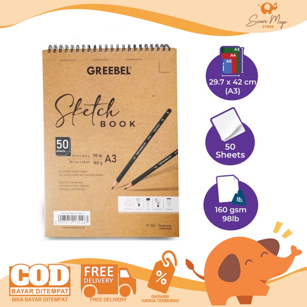 

Greebel Sketch Book A3 16003 / Buku Gambar Sketsa Ukuran A3